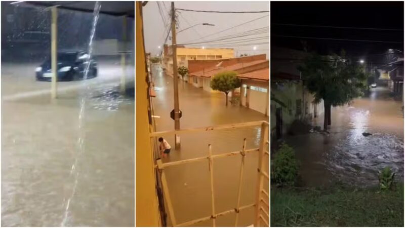 Após forte chuva, Várzea Alegre tem ruas inundadas, casas alagadas e animais ilhados; 