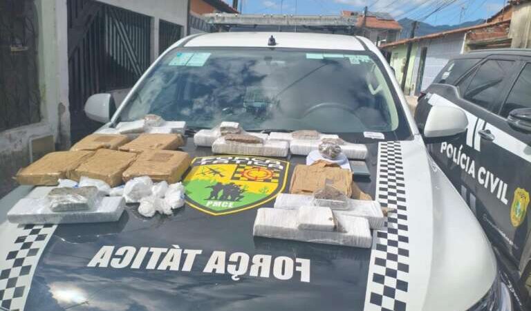 Em ação conjunta, suspeito é preso por tráfico e mais de 16 kg de drogas são apreendidos