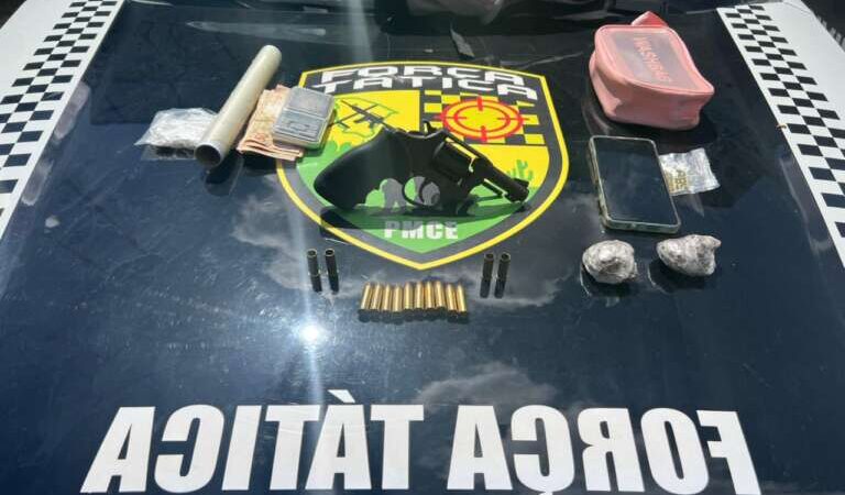 Com informações do Disque-Denúncia 181, ação conjunta resulta na captura de suspeito com drogas e arma em Maracanaú