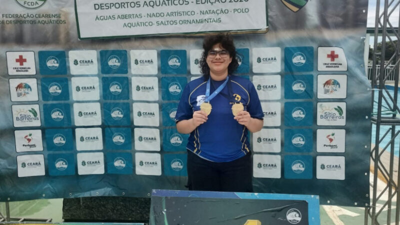 Aluna do Colégio dos Bombeiros vence duas provas na supercopa cearense de natação